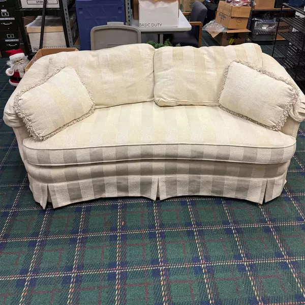 Vintage Sherrill Off-White Striped Love Seat 