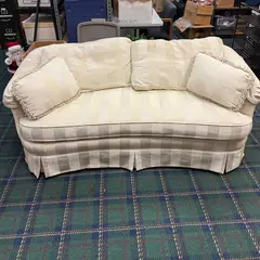 Vintage Sherrill Off-White Striped Love Seat 