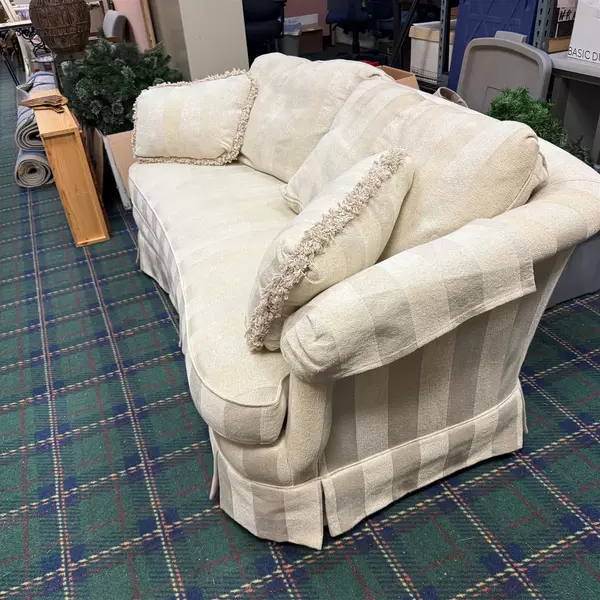 Vintage Sherrill Off-White Striped Love Seat 