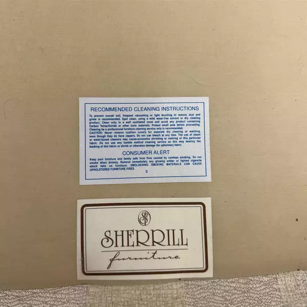 Vintage Sherrill Off-White Striped Love Seat 