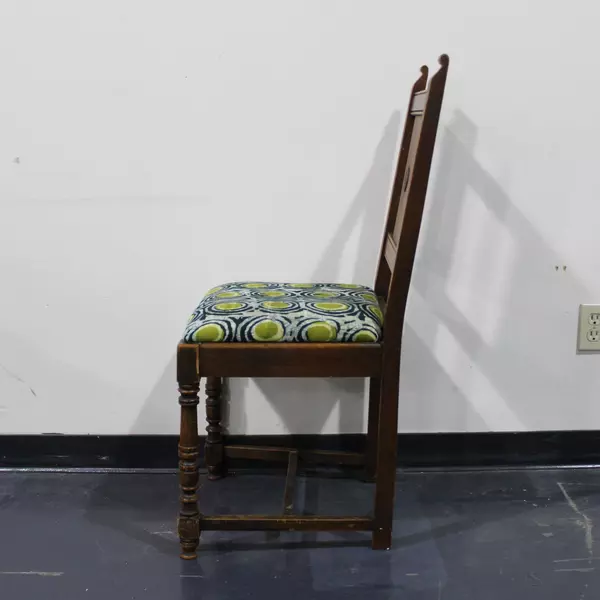 Vintage Upholstered Chair Green Blue Black White