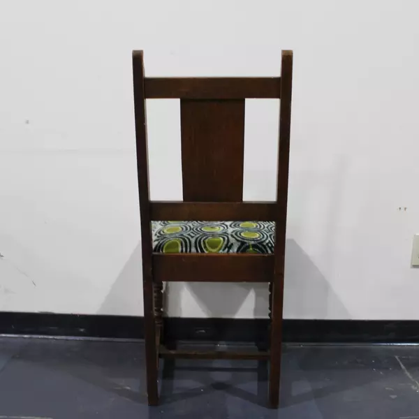 Vintage Upholstered Chair Green Blue Black White