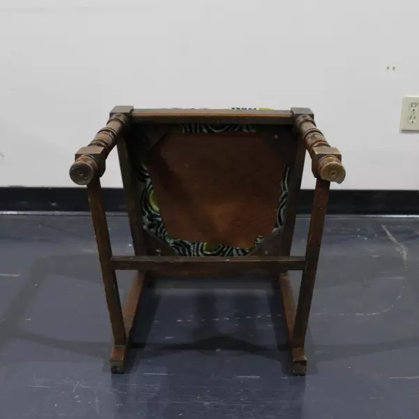 Vintage Upholstered Chair Green Blue Black White