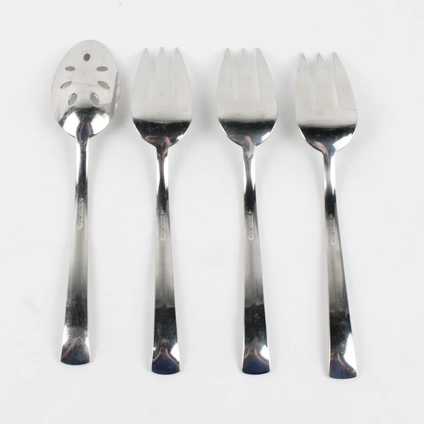 Lot Of 4 Dansk Orion Pattern Serving Utensils 3 Serving Forks 1 Pierced Spoon