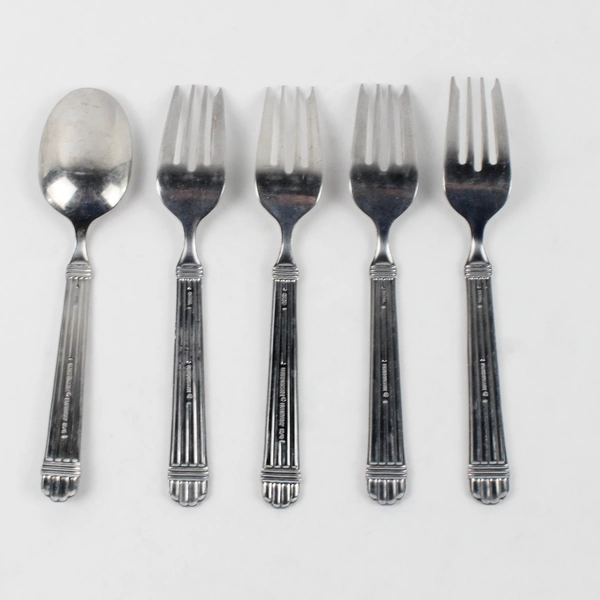 Lot of 5 Farberware Marissa Pattern 18/8 Stainless 4 Salad Forks 1 Teaspoon HTF