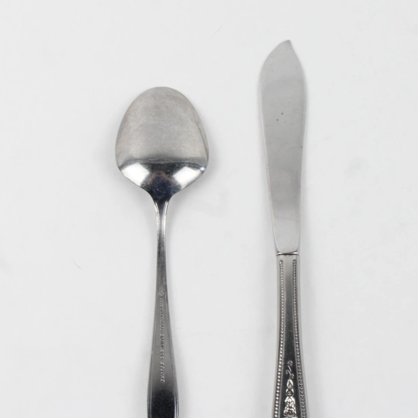 Lot of 2 International Silver Brocade Pattern Stainless Sugar Spoon Butter Knife