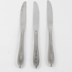 Lot of 3 International Silver Brocade Pattern Dinner Knives Stainless 9" Long