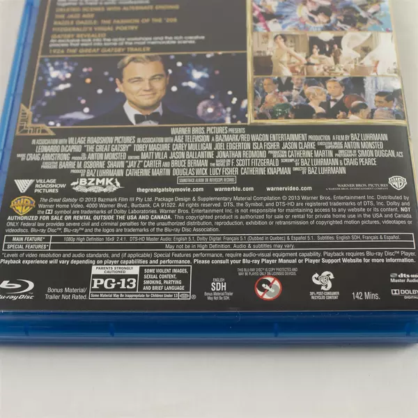 The Great Gatsby Blu-ray DVD, 2013 Warner Bros