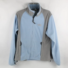 The North Face Women’s L Blue and Gray Fleece Full Zip Jacket with Pockets
