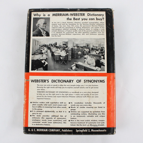 Vintage Webster's Dictionary of Synonyms 1st Edition 1951 Hardcover Dust Jacket