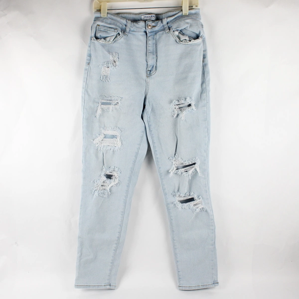 Wax Jeans Juniors/Women's 11/30 Light Wash Distressed Jeans