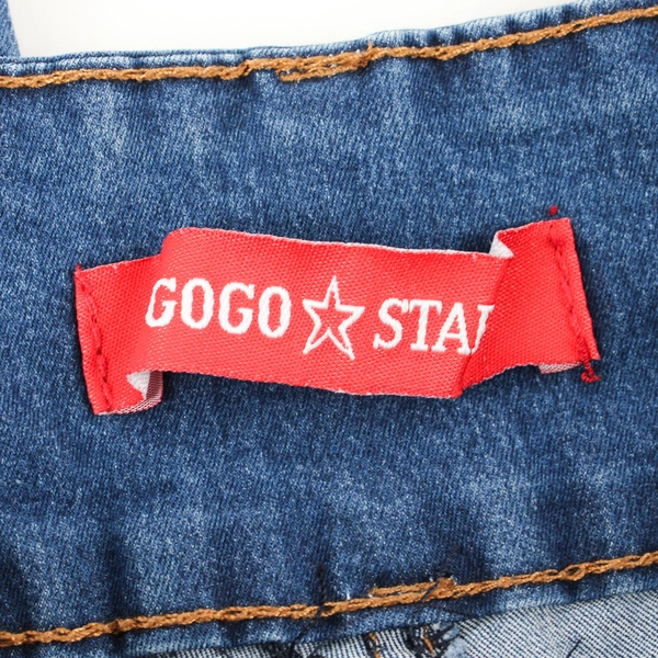 GOGO STAR Women's 5 Medium Wash 3-Button Low Rise Stretch Skinny Jeans