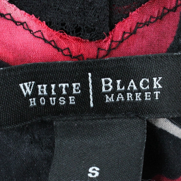 White House Black Market Women's S Black and Floral Lace Camisole/Babydoll Tank