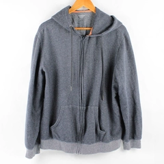 Haggar Men's L Blue Gray Woven Full Zip Long Sleeve Hoodie Sweater