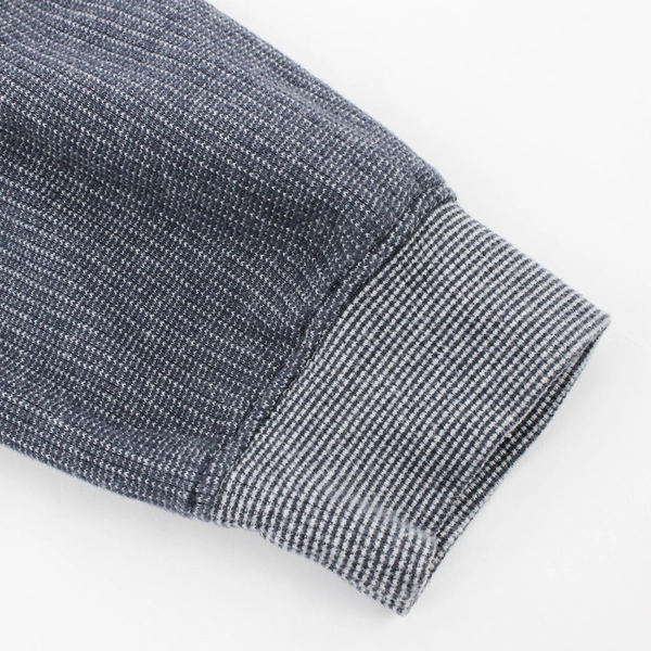 Haggar Men's L Blue Gray Woven Full Zip Long Sleeve Hoodie Sweater