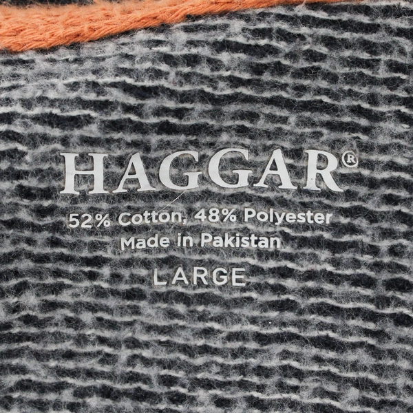 Haggar Men's L Blue Gray Woven Full Zip Long Sleeve Hoodie Sweater