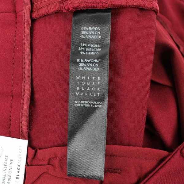 NWT White House Black Market Women's 8P Ponte Slim Ankle Red Dress Pants