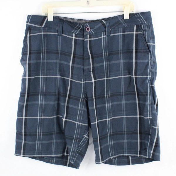 O'Neill Men's 38 Blue Plaid Hybrid Bermuda Shorts