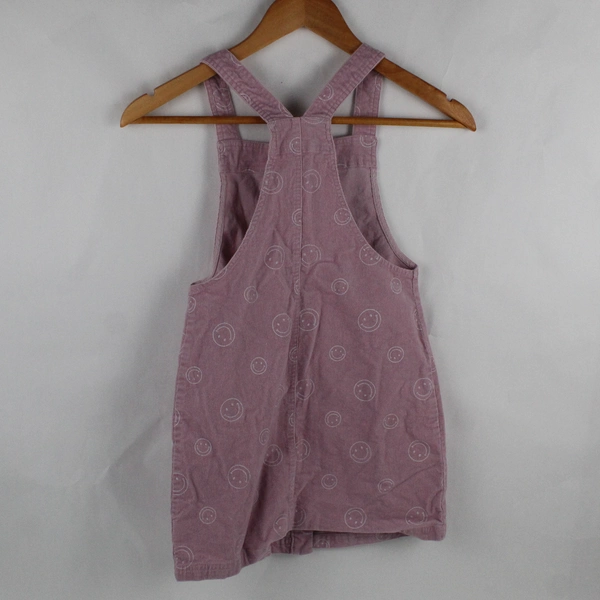 Tahari Smiley Face Pattern Pink Corduroy Overall Dress Girls' Size 7