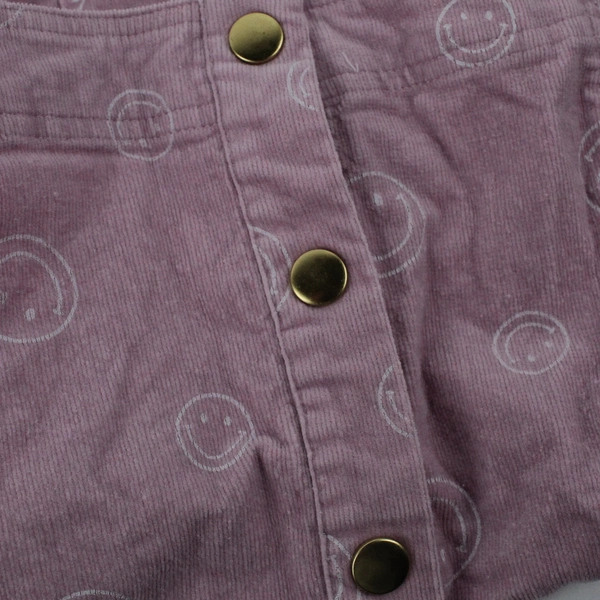 Tahari Smiley Face Pattern Pink Corduroy Overall Dress Girls' Size 7
