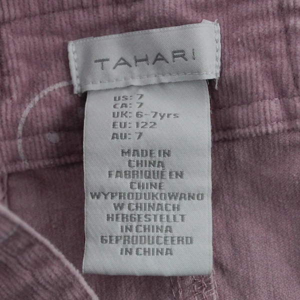 Tahari Smiley Face Pattern Pink Corduroy Overall Dress Girls' Size 7