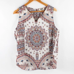 VERSE Women's L Multicolor Sleeveless Aztec Design Tunic Top Made in USA