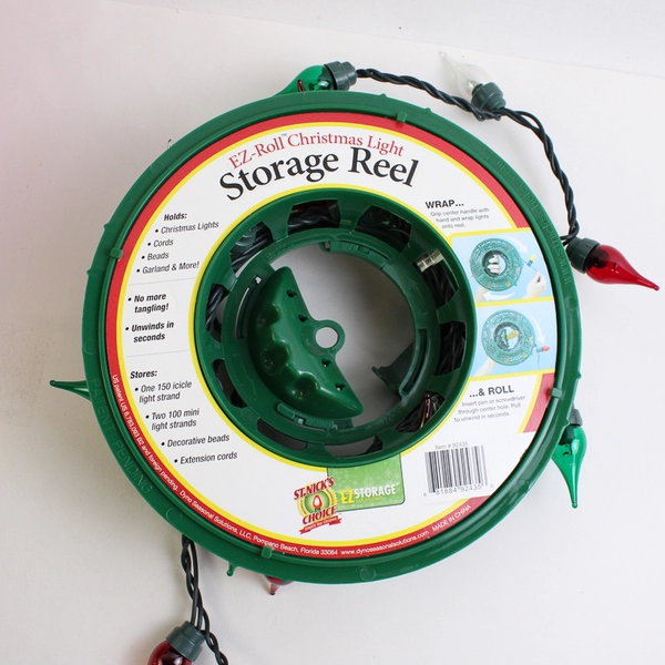 Set of 3 Christmas Light Storage Reels w/Carrying Bag, Red/Green