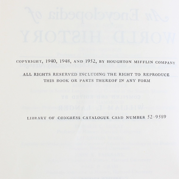 Vintage An Encyclopedia of World History by William L Langer 1952 Hardcover DJ