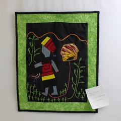 Handmade Embroidered Applique African Woman Wall Hanging 13" x 16"