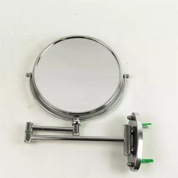 Chrome Double-Sided Swing Arm Wall Mount Makeup Mirror - Magnifying & Regular