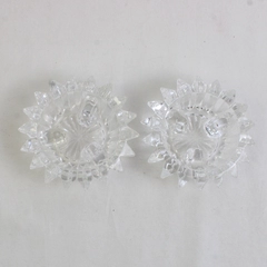 Set of 2 Vintage Sawtooth Clear Glass Taper Candle Holders