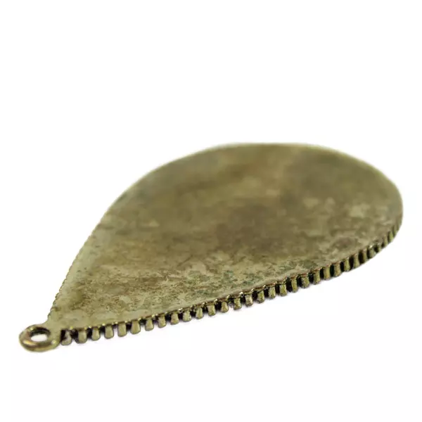 Vintage Teardrop Eiffel Tower Pendant Clear Rhinestones Bezel Silver-Tone