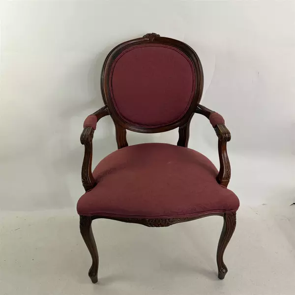 Vintage Flexsteel Victorian Style Red Upholstered Arm Chair