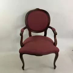 Vintage Flexsteel Victorian Style Red Upholstered Arm Chair