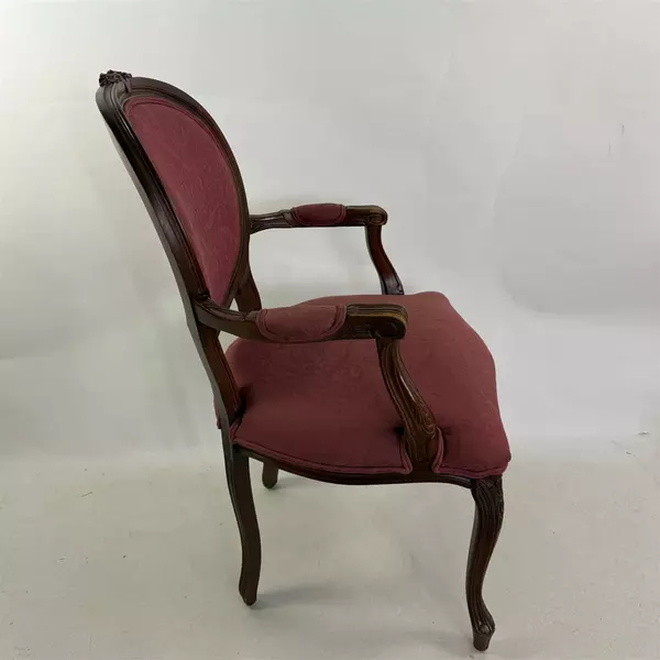 Vintage Flexsteel Victorian Style Red Upholstered Arm Chair