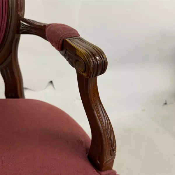 Vintage Flexsteel Victorian Style Red Upholstered Arm Chair