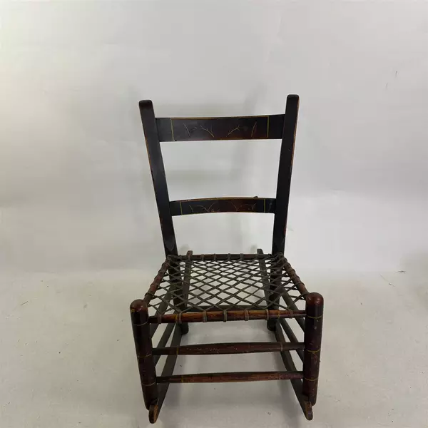 Vintage Dark Wood Woven Seated Rocking Chair 