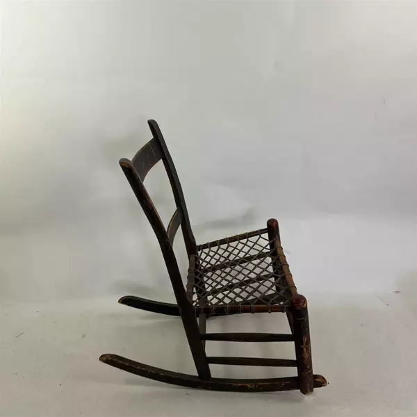Vintage Dark Wood Woven Seated Rocking Chair 