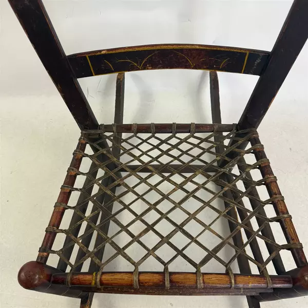 Vintage Dark Wood Woven Seated Rocking Chair 