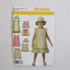 Simplicity 4714 Toddlers Dress & Outfit Patterns Girls Size A (1/2, 1, 2, 3, 4)
