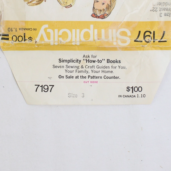 Simplicity 7197 Toddlers Dress & Pinafore Patterns Girls Size 3 (1972)