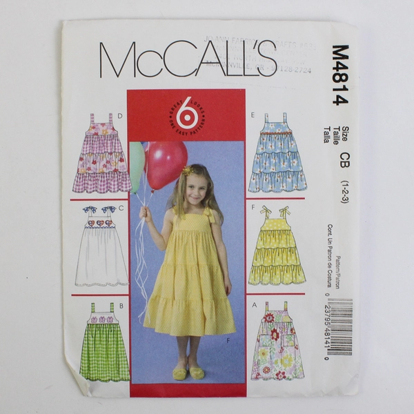 McCall's M4814 Dresses Patterns Toddlers/Childs/Girls Size CB (1, 2, 3) 2005