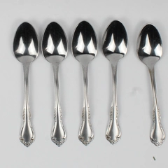 Lot Of 5 William A. Rogers Oneida Mansfield Stainless Flatware Teaspoons 6" Long