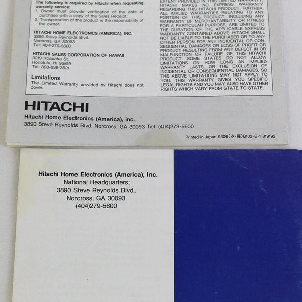 Vintage Hitachi Automatic Home Bakery II HB-B102 1 Cookbook & 1 Manual c.1990