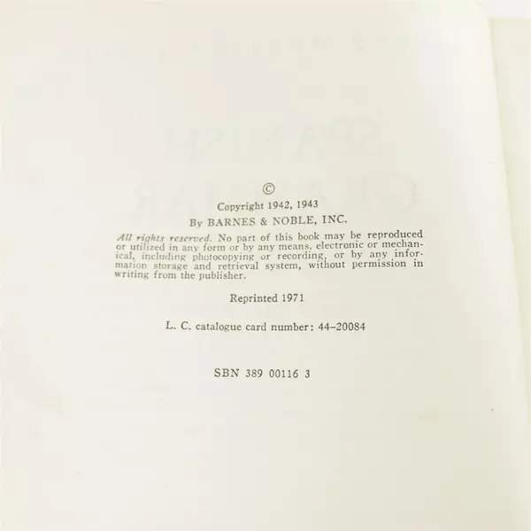 Barnes & Noble College Series Spanish Grammar 1971 