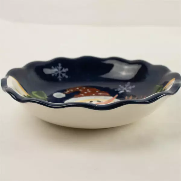 Snowman Bowl Suzi Skoglund Ceramic 2007 8.5" Round 