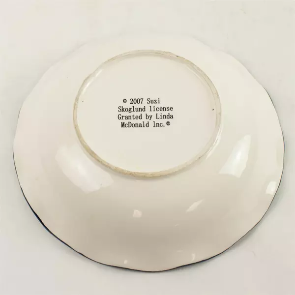 Snowman Bowl Suzi Skoglund Ceramic 2007 8.5" Round 