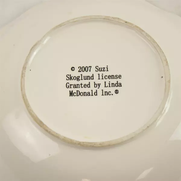 Snowman Bowl Suzi Skoglund Ceramic 2007 8.5" Round 