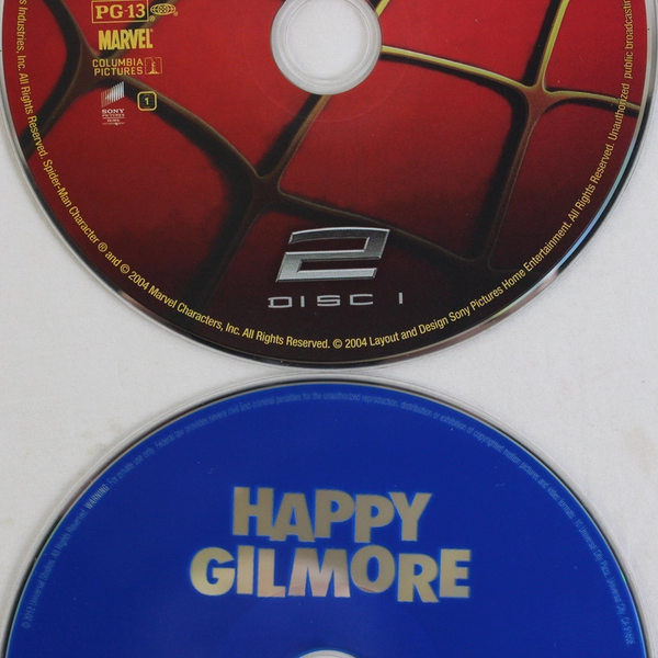Lot Of 2 Discs Happy Gilmore & Spider-Man 2 (DVD, 1996, 2004, No DVD Cases)