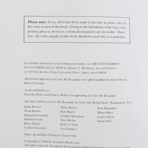 Color Me Beautiful by Carole Jackson 1981 Printing Ballantine Books Paperback